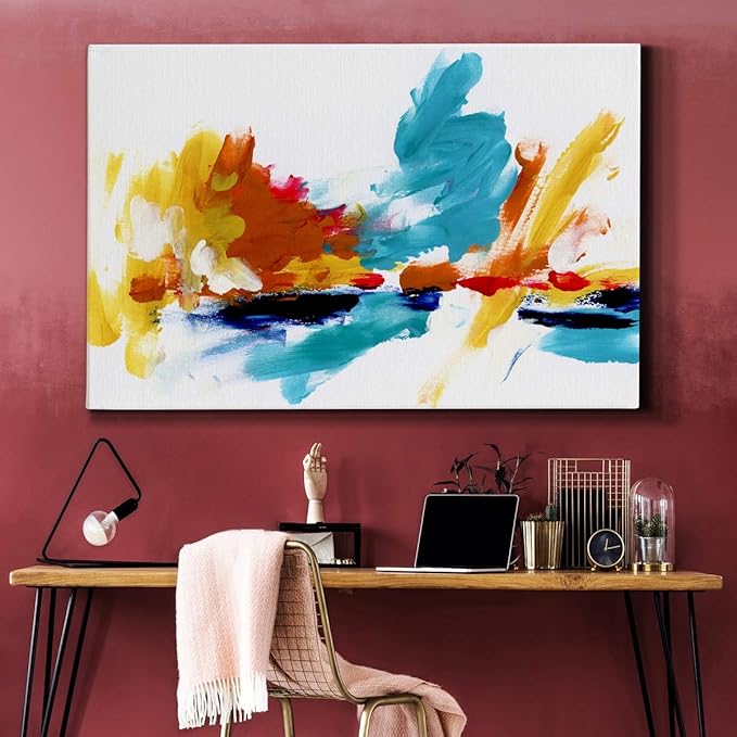 Landscape Wall Art Premium Gallery Wrapped Canvas Abstract Ocean Forest Modern Artwork Decoration for Living Room Kitchen Bathroom Office, Ready to Hang
