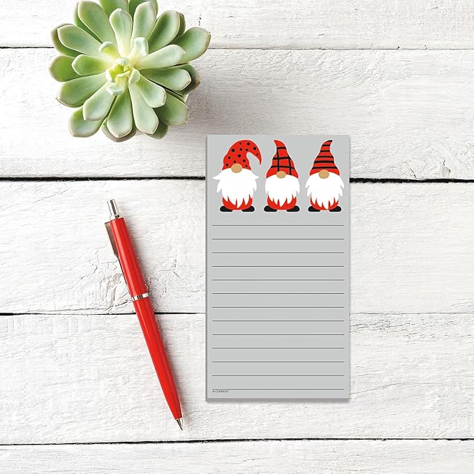 Current Christmas Gnomes Magnetic Notepad Set – Set of 2 Memo Pads, 60-Sheet Pads, 3½ x 6½ Inches, Shopping List, To-Do Notes, Printed in The USA