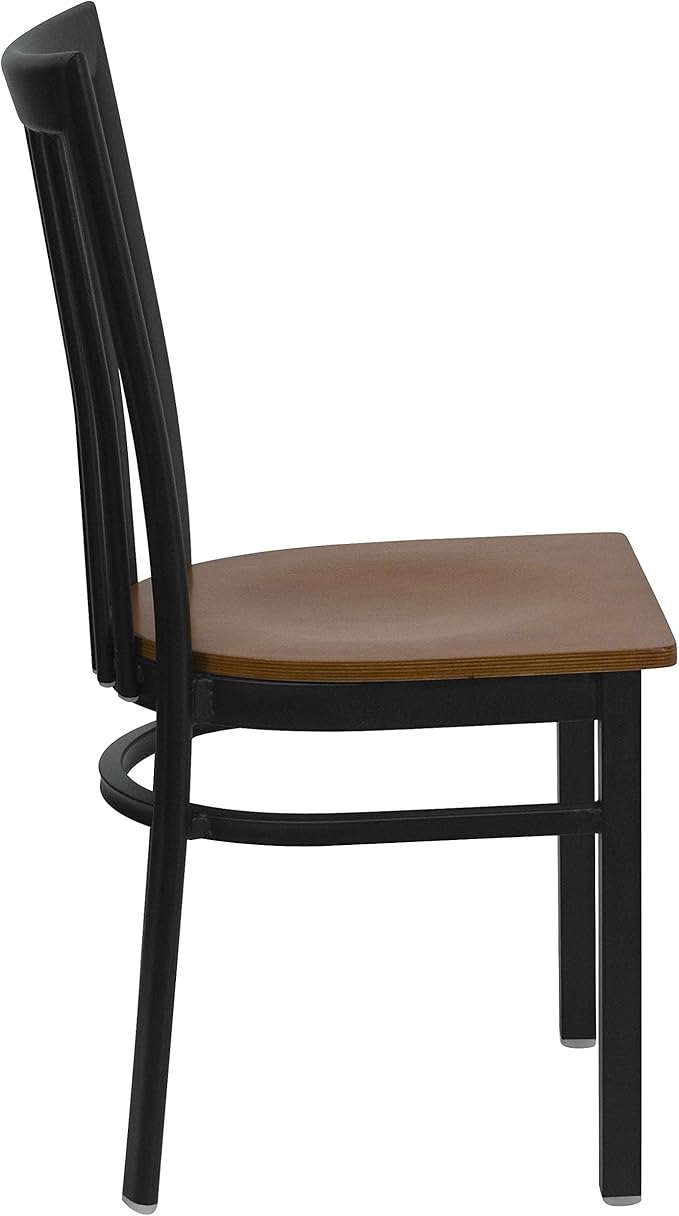 Flash Furniture 2 Pack HERCULES Series Black School House Back Metal Restaurant Chair - Cherry Wood Seat