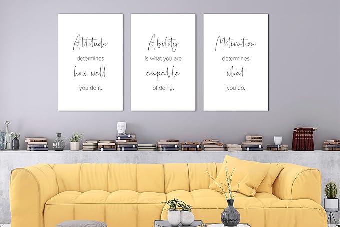 SHMAO Office Canvas Wall Art Motivational Wall Decor, 3 Piece Modern Positive Quotes Print Pictures for Office Wall Decor Women Inspirational Framed Artwork Home Office Decor 20”x30”x3 Panels