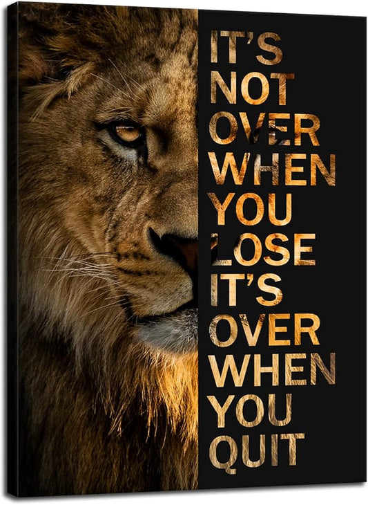 Inspirational Lion Wall Art Picture Entrepreneur Quotes Motivational Animal Painting Poster Print Canvas Wall Artwork for Bedroom Living Room Office Decor Frame Ready to Hang[18" W x 24" H]