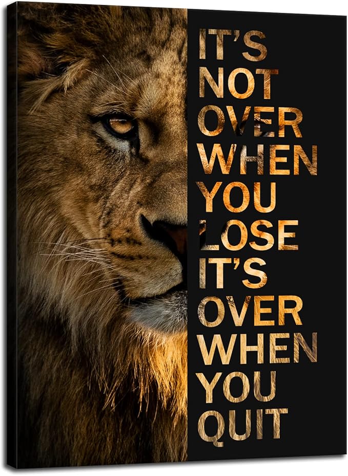 WYJZDZQ8 Inspirational Lion Poster Canvas Wall Art Motivational Animal Picture Painting Print Artwork Office Wall Decor for Living Room Bedroom School Decoration Frame Ready to Hang[30″W X 40″H]