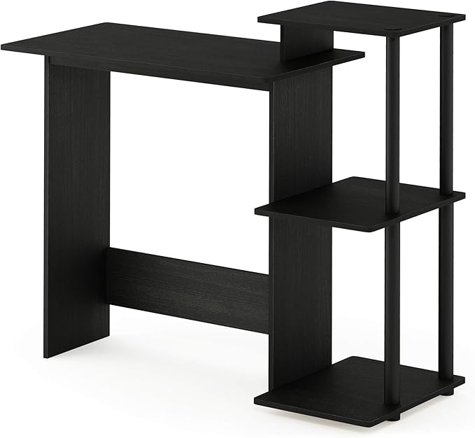 Furinno EFFICIENT Desk, 28.6" Wide Gaming Desk with 3 Open Side Shelves, Laptop Notebook Computer Desk, Office Desk for Home Office, Study Room, Dorm, Bedroom, Americano