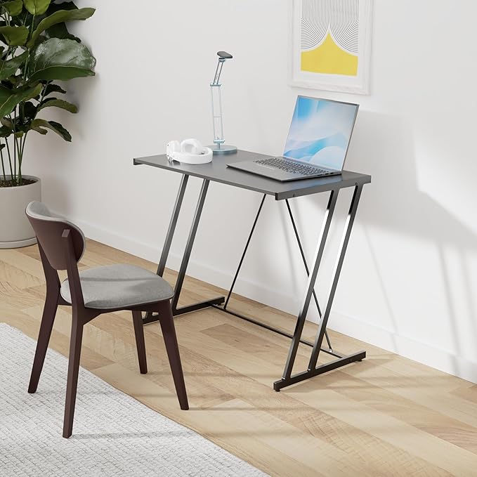 Computer Desk Mehoom Study Desk for Home Office, Writing Desk for Small Space Office, Modern Simple Design Laptop Desk, Small Computer Table, 35.4" Black Corner Desk