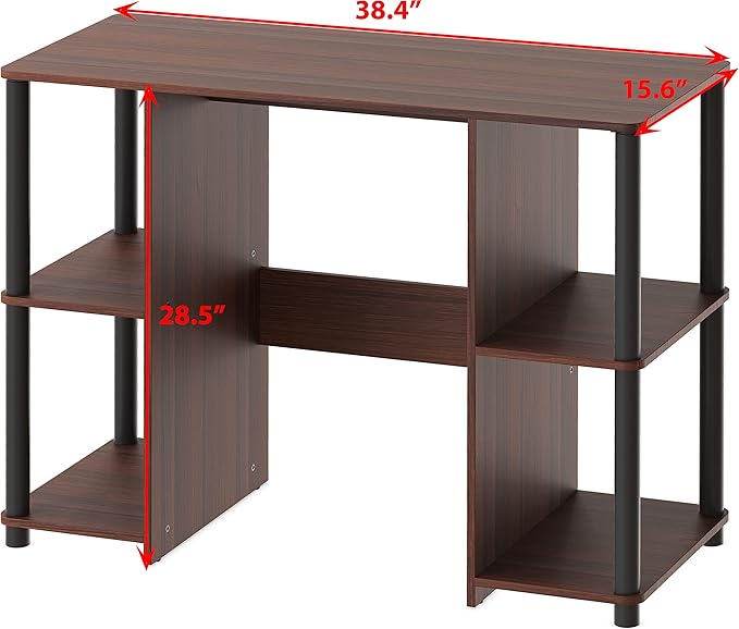 SHW 38-Inch Home Office Wood Desk with Double Sided Shelves, Cherry