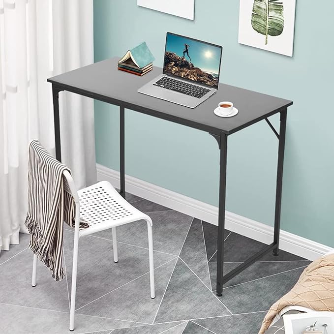 BLKMTY Computer Desk 39" Home Study Desk Office Workstation Large Writing Desk Modern Simple Style PC Table Easy Assembly Computer Table Industrial Style Metal Frame, Black