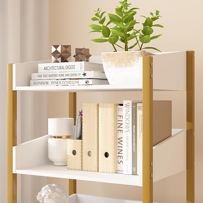 VECELO Bookshelf,Small Bookcase,3-Tier Storage Organizer,Industrial Shelving Unit for Living Room,Classroom,Office,Dormitory,Set of 2,White