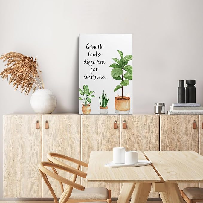 XWELLDAN Growth Looks Different for Everyone Mental Health Growth Mindset Wall Art Canvas Prints, Potted Plant Wall Art Decor for Classroom Therapy Office School Counseling Office, 16 x 24 Inch,