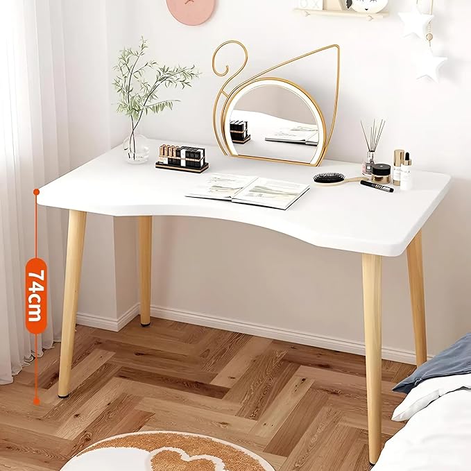 Modern White Wooden Computer Table, 40" L x 20" W x 30" H inches – Durable and Stylish Desk for Home Office, Bedroom, or Study