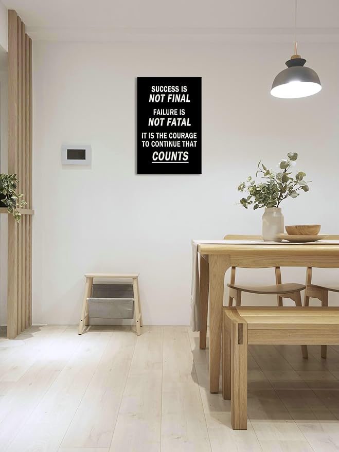 To Continue That Counts Motivational Wall Art Never Give Up Positive quotes Printed Modern Artwork Inspirational Quotes Canvas Poster for Living Room Office Home Framed [12" W X 18" H]