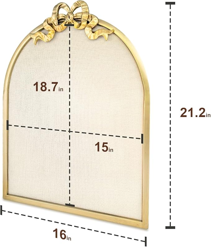 Vintage Arched Linen Cork Board with Gold Bow – Decorative Bulletin Board for Walls, Metal Frame Pin Board for Notes, Photos & Reminders, Elegant Vision Board for Home & Office 16"x21"