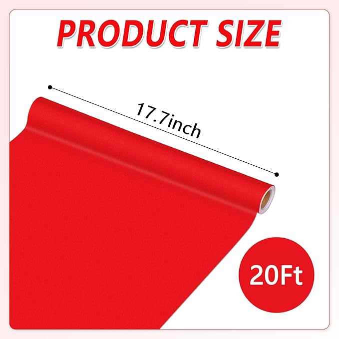 Qyeahkj 17.7in x 20ft Bulletin Board Paper Roll Bulletin Board Background Paper Fade Resistant Classroom Decoration Poster Art Craft Home Wall Education Decor Supplies Red