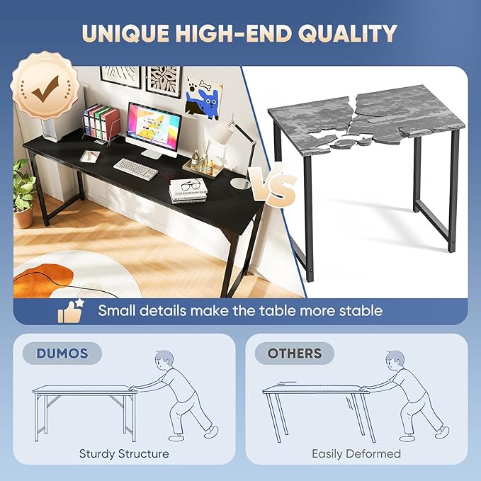 DUMOS 63 Inch Office Computer Desk Modern Simple Style Writing Study Work Table for Home Bedroom - Wood Black