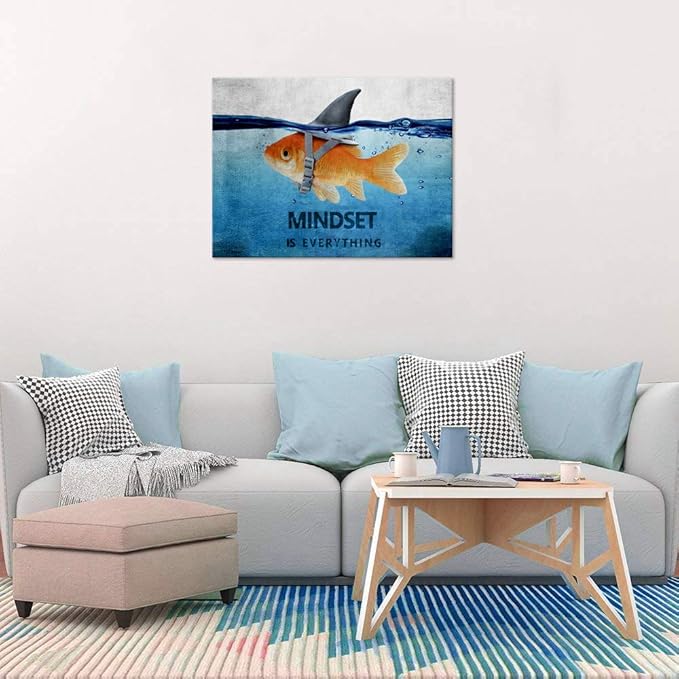 Yatsen Bridge Motivational Wall Art Animal Inspirational Entrepreneur Quotes Mindset is Everything Artwork for Office Classroom Gym School Framed-24 Wx18 H