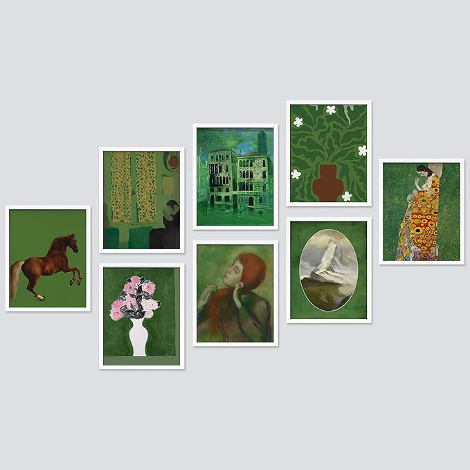 SIGNWIN Framed Poster Bathroom Decor 11"x14"x 8 White, Wall Art Room Decor Multicolor for Living Room, Bedroom, Office Gustav Klimt Kiss Flowers Horse Landscapes Vintage Illustrations Bohemian