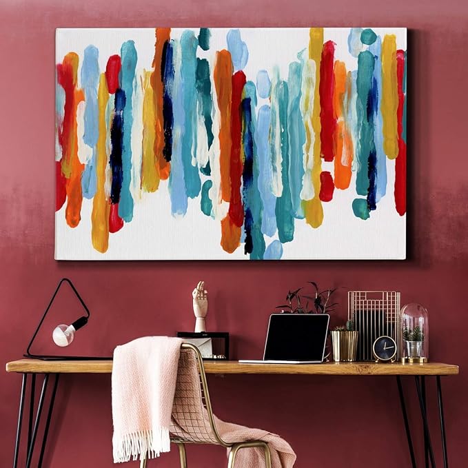 Landscape Wall Art Premium Gallery Wrapped Canvas Abstract Ocean Forest Modern Artwork Decoration for Living Room Kitchen Bathroom Office, Ready to Hang
