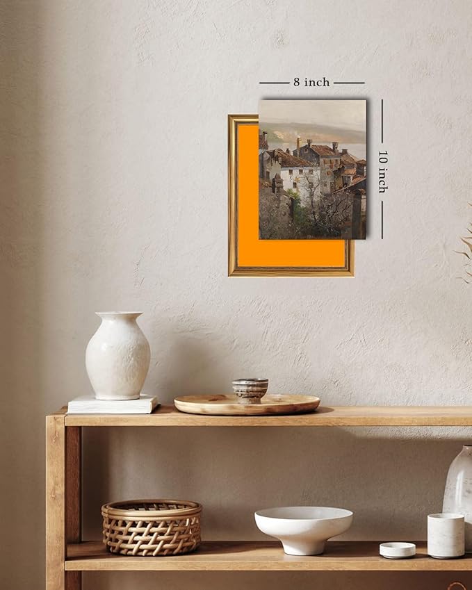 Kizbok Vintage Wall Art - Retro Rustic European Cityscape Canvas Oil Painting for Vintage Room Decor, Cozy Bedroom & Bathroom Decor (8" x 10" - UNFRAMED)