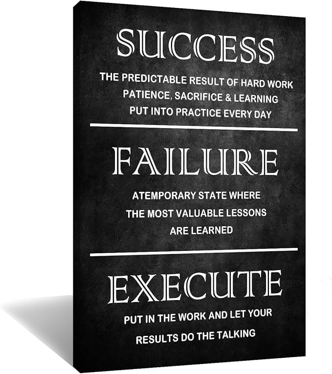 Inspirational Quote Canvas Wall Art Motivational Motto Painting Inspiring Entrepreneur Posters Prints Success Picture Artwork Decor Framed for Home Classroom Office Ready to Hang [24''W x 36''H]