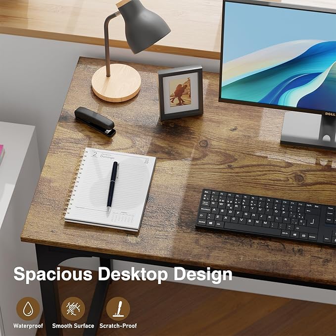 BestOffice Sturdy Desk Computer Desk Home Office Desk Small Desk Multi-Function Writing Table Student Art Modren Simple Style PC Wood and Metal Desk Workstation (39 inch, Vintage)