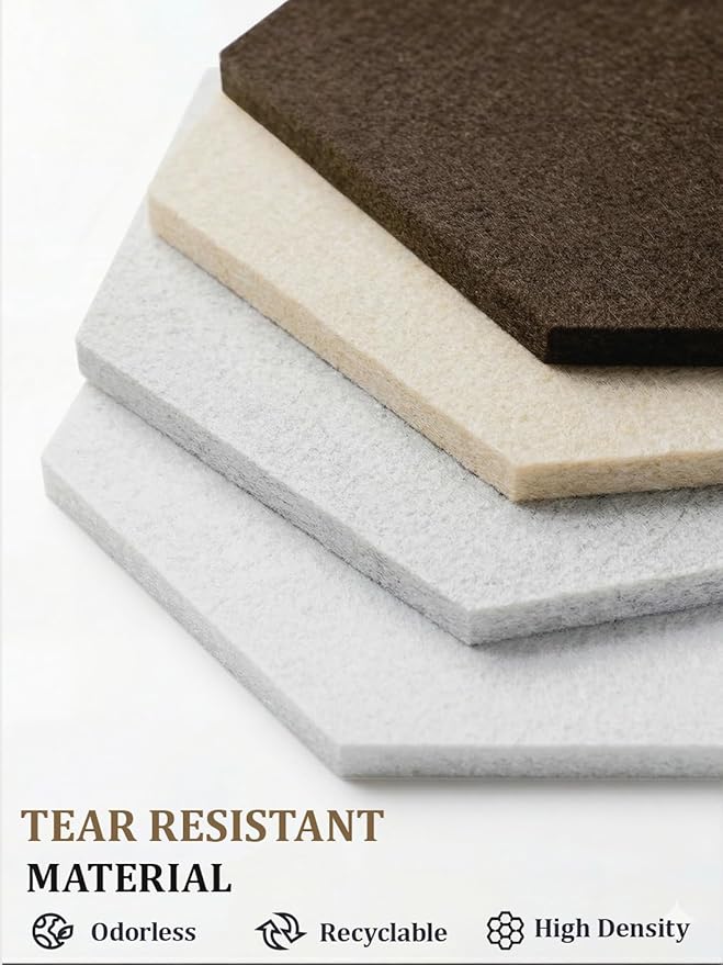 8 Pack Hexagon Felt Bulletin Board Tiles - 11.8" Large Thick Pin Board for Walls with 30 Push Pins, DIY Boards for Office Home School Decor, Aesthetic Hex Cork Board Alternative