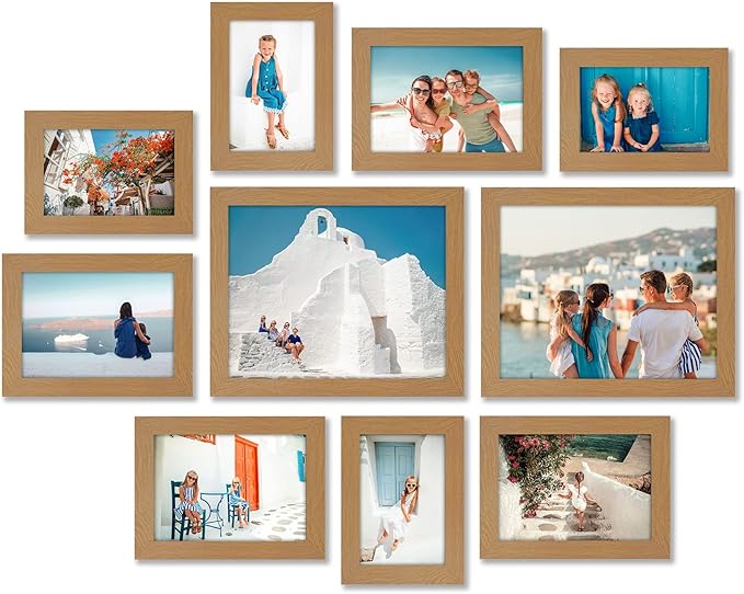 Americanflat Set of 10 Picture Frames with Shatter-Resistant Glass - Gallery Wall Frame Set with Two 8x10, Four 5x7 and Four 4x6 Frames - Signature Collection - Dark Oak