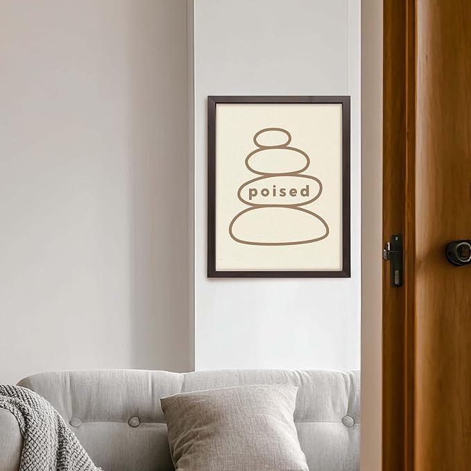 ALPINE INK CO. Inspirational Typography Canvas Poster - Poised Calm Balance Art - Modern Minimal Wellness Style - Yoga Studio Home Office Wall Decor - 18x24 Unframed Canvas Print