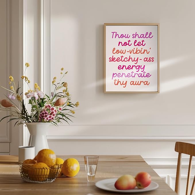 Funny Motivational Wall Art 11x14 - Positive Affirmation Quote Office Decor - Inspirational Wall Art for Women - Spiritual Protection Humor Gifts - Unframed