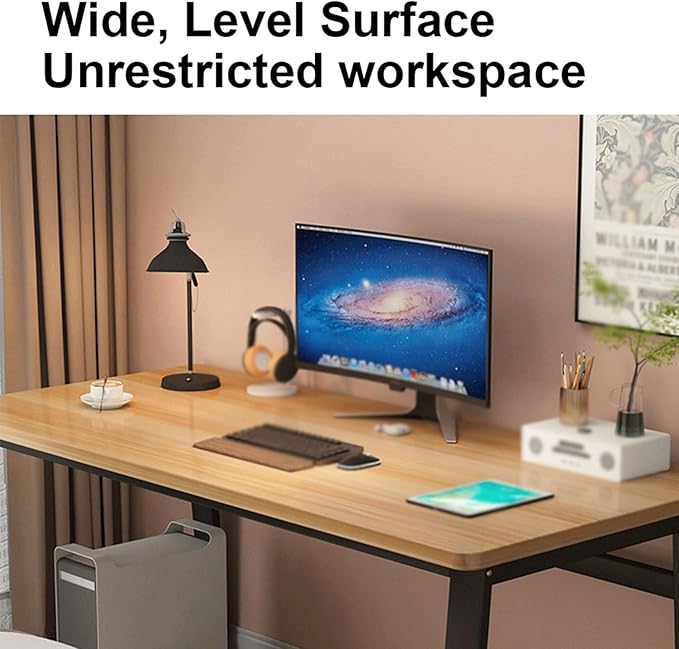 Computer Small Desk, Office Writing Work Study Student Home Bedroom with Metal Frame Wooden top No Wheels,Easy Assembly(Fresno Negro,80 * 40cm(31 16in))