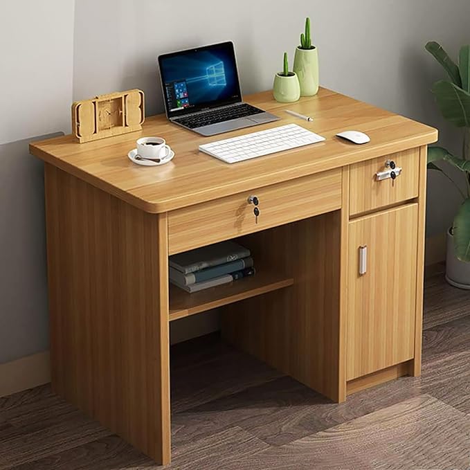 Office Computer Desk 29.5" H with Drawers, Wood Computer Desk Vanity Desk, Wood with Drawers, Workstation Desk for Bedroom Living Room (Brown,39" L x 20" W x 30" H)