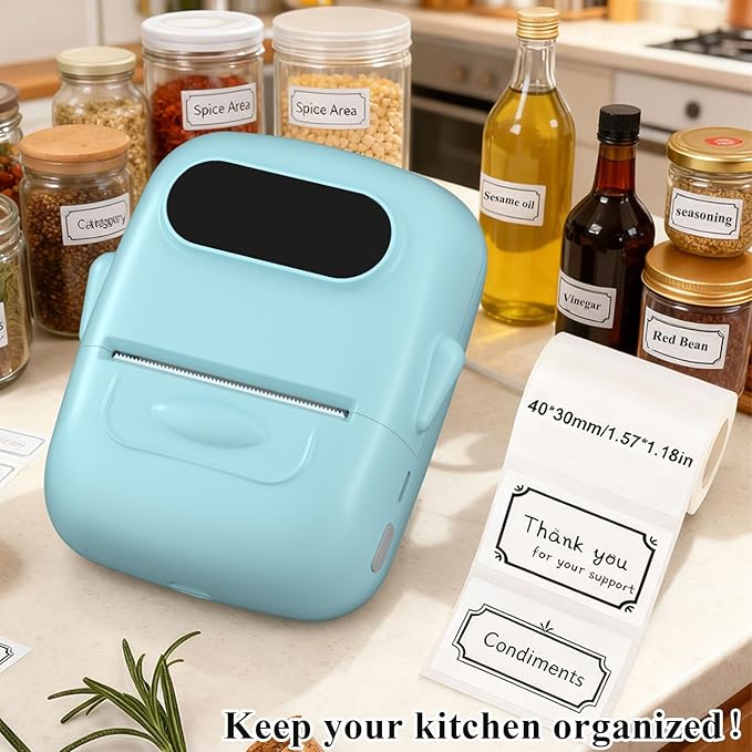 2 Inch Label Maker, P50 Mini Sticker Labels Printer Machine with Tape, Bluetooth Portable Thermal Printer for Home Use, Small Business, Office, Clothing/Gift/Jewelry Tags, Wireless, Blue