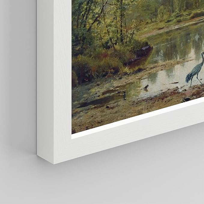 SIGNWIN Framed Poster Bathroom Decor 11"x14"x 8 White, Wall Art Room Decor Multicolor for Living Room, Bedroom, Office Rustic Green Forest Tree Landscapes Classic Vintage Illustrations Bohemian