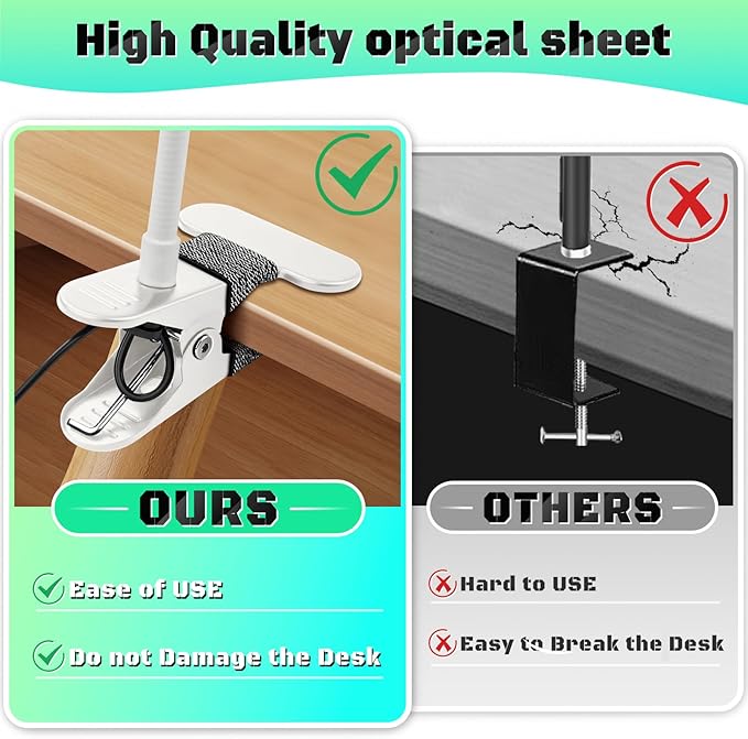 10X Magnifying Glass with Light, Clip on Mganifier with Light, 48 LED Desk Magnifying Glass wtih Clamp, 3 Modes Dimmable Magnifying LED Lamps for Bed Work Crafts DIY Repair White
