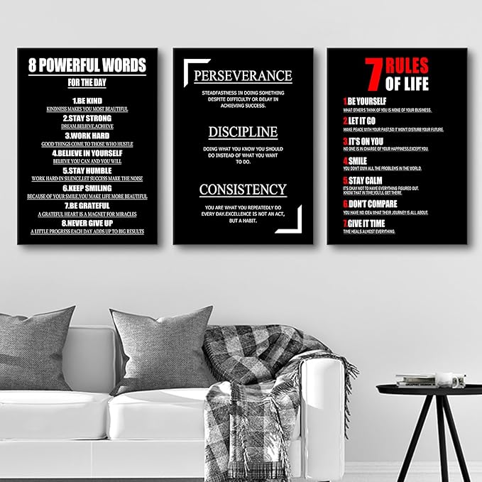 3 Pieces Motivational Canvas Wall Art Inspirational Entrepreneur Quote Picture Painting Positive Affirmations Framed Print Poster for Living Room Office Wall Decor Ready to Hang [60''Wx28''H]