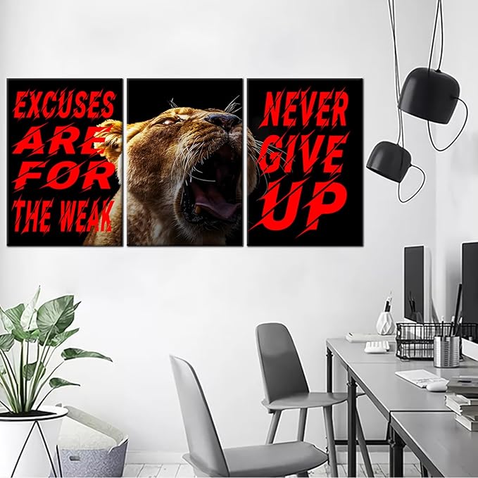 YSPCSUN 3 Pieces Positive Entrepreneur Affirmation Wall Art Motivational Canvas Print Poster Inspirational Quotes Picture Painting for Office Bedroom School Wall Decor Ready to Hang [60''Wx28''H]