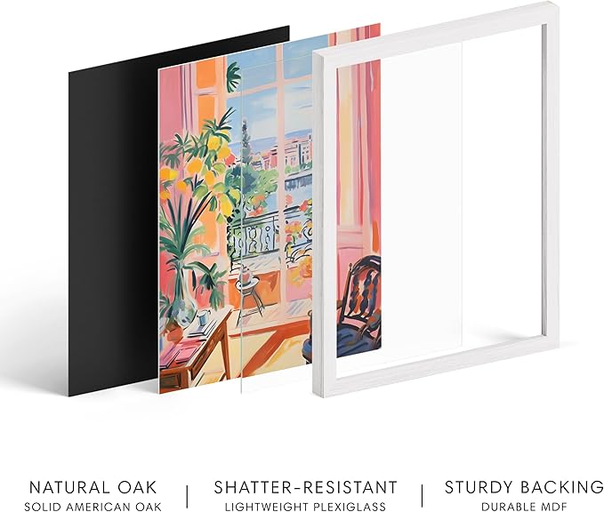 HAUS AND HUES Floral Art Wall Decor - Wildflowers Wall Art for Living Room, Floral Artwork for Bedroom Walls, Flower Painting for College Girls Dorm Room (Balcony, White Frame, 24x36)