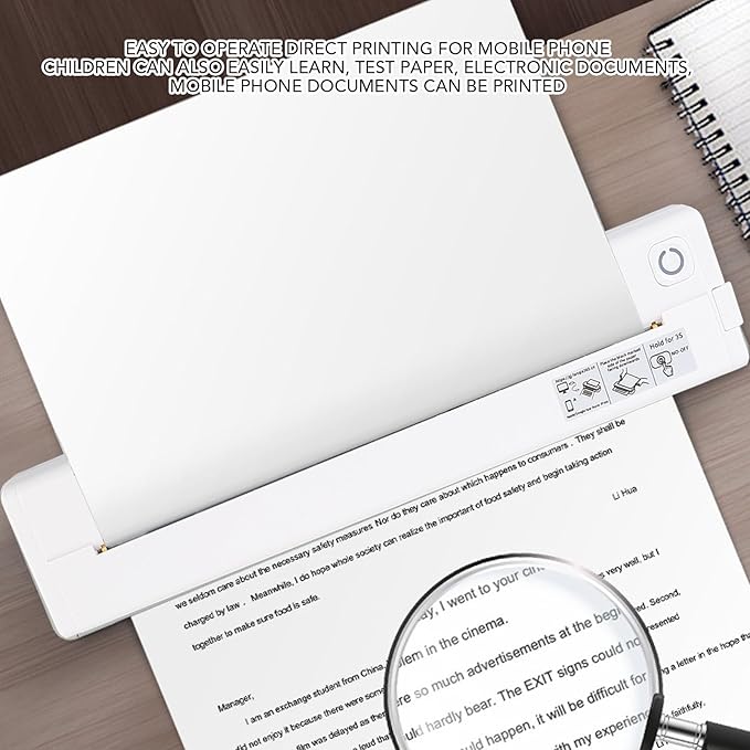 Yoidesu Inkless Portable Printer for Travel,Printers for Home Use,Wireless Thermal Printer with Bluetooth,Printable Paper Width 210 218mm Wide,Compatible with Android for Home Office (White)