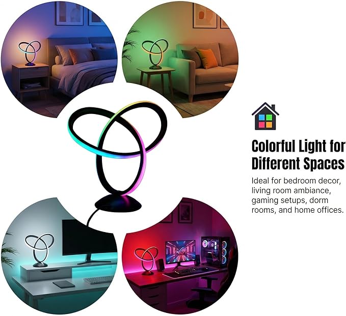 RGB Bedside Lamp with Remote,13 Color Changing Spiral Table Lamp, Dimmable LED Night Light with 3 Warm White Levels for Bedroom, Living Room,Nightstand,Black