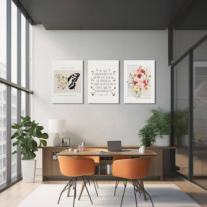 VVL 3Pcs Inspirational Quotes Wall Art for Office Mental Health Canvas Wall Art Motivation Painting Picture Wall Decor for School Office Treatment Room Home Decoration 16x24in