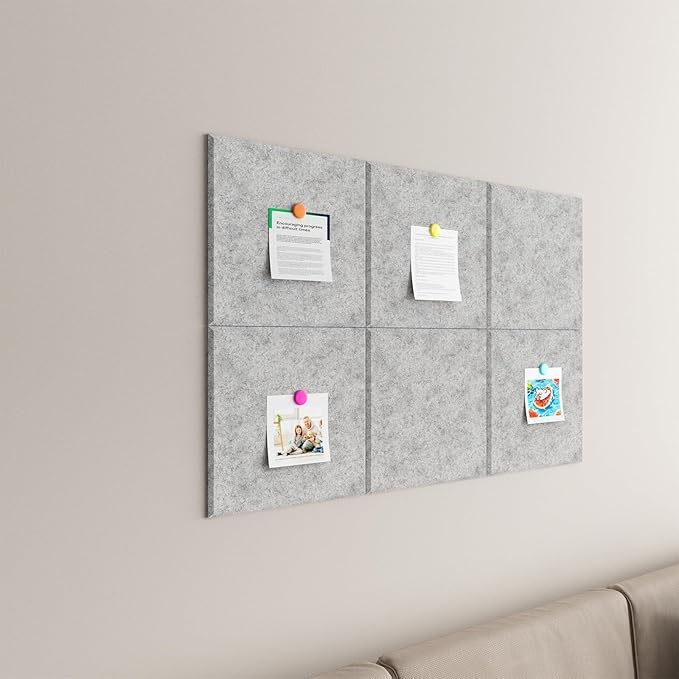 Large Cork Boards for Walls – 36" x 24" Self Adhesive Felt Wall Tiles, Ideal for Office Black Bulletin Board, Easy to Install Pin Board Photo Board