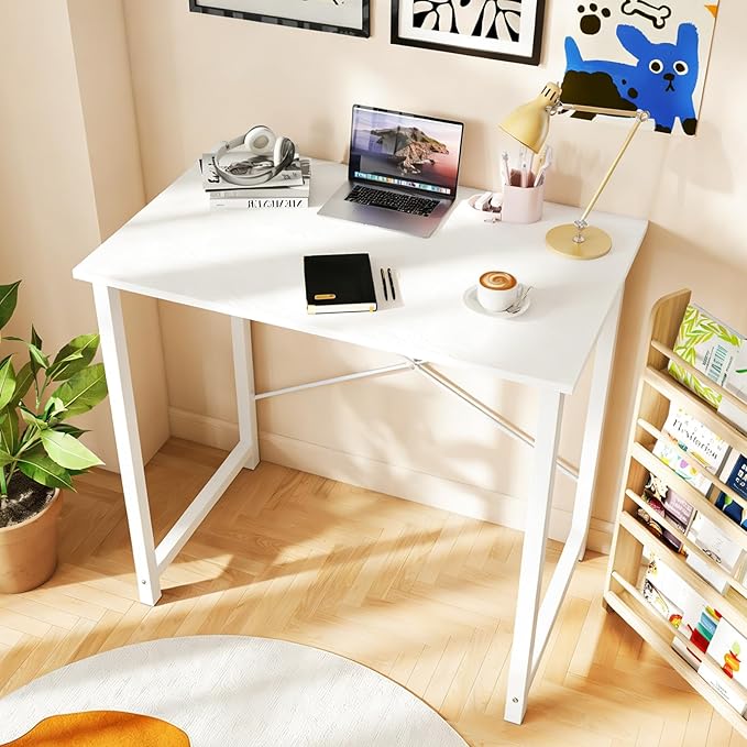 DUMOS 32 Inch Office Small Computer Desk Modern Simple Style Writing Study Work Table for Home Bedroom - Wood White