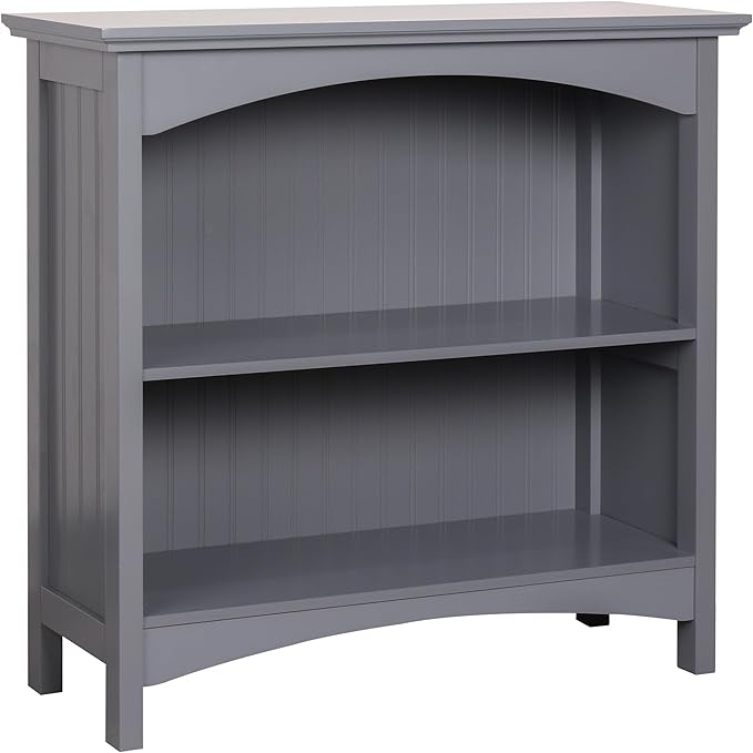 eHemco 2 Tier Bookcase with 2 Arched Supports, 29 Inches, Gray