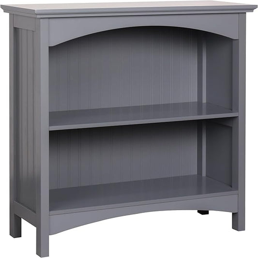 eHemco 2 Tier Bookcase with 2 Arched Supports, 29 Inches, Gray