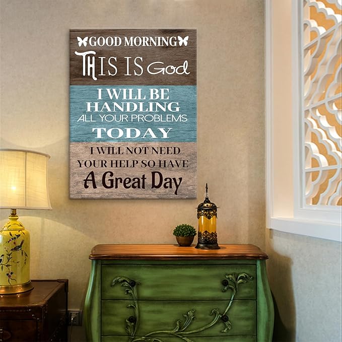 Christian Art Wall Decor Faith Inspirational Quotes Good Morning This Is God Painting Spiritual Inspirational Spiritual Motivational Poster Picture Print Sign for Office Wall Decoration [18''Wx24''H]