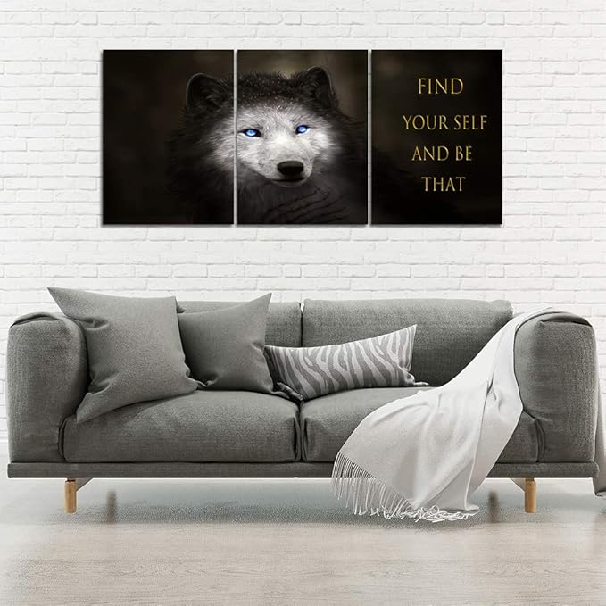 Yetaryy Wolf Canvas Quotes Wall Art Inspirational Entrepreneur Motivational Attitude Posters and Prints Inspirational Home Decor Decals Wall Painting Morden Animal Poster Wall Decor - 60" W x 28" H