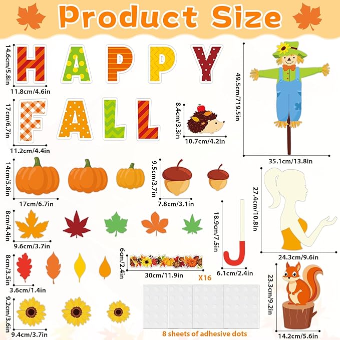 gisgfim Thanksgiving Fall Bulletin Board Decorations Happy Autumn Themed Party Paper Cutouts Maple Leaf Pumpkin Squirrel Bulletin Board Set for Home School Classroom Wall Decoration Decor Supplies