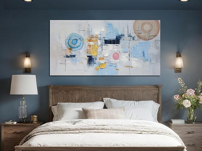 Arjun Abstract Wall Art Canvas for Living Room, Abstract Art Wall Decor Modern Large Framed, Wall Art for Mens Room Textured Painting, Bedroom Picture Dining Room Artwork Office Home 48"x24"