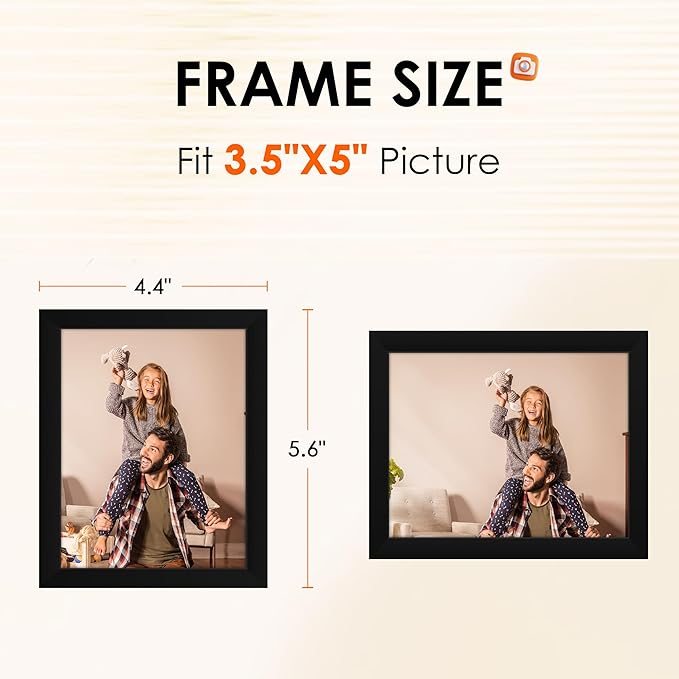FIXSMITH 3.5x5 Picture Frame Set of 2, 3.5x5 Photo Frames with HD Plexiglass for Wall Hanging or Tabletop Display, Black
