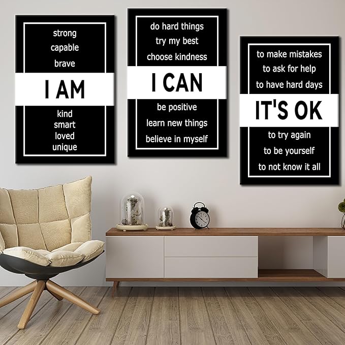 3 Panel Motivational Canvas Print Wall Art Inspirational Poster Painting Positive Inspiring Artwork for Modern Home Living Room Workplace Office Decor Picture Stretched and Framed [72''Wx 36''H]