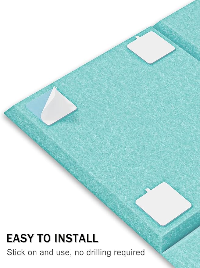 Hsurbtra Large Cork Board for Wall 47 x 36 Inch, 12 Pack Felt Bulletin Notice Board with Pushpins for Office Home School Farmhouse Wall Decor, Lake Blue