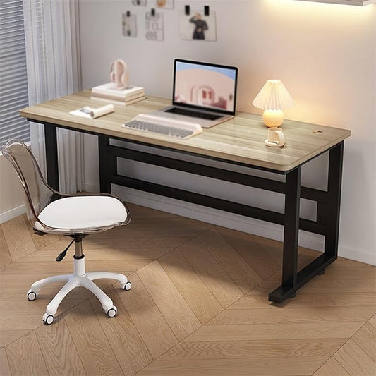 Computer Desk, Office Desk with Metal Frame, Sturdy Writing Desk for Small Spaces, Computer Workstation, for Study Writing,Gaming and Home Office(Walnut 1,90x50cm/35.4x19.7in)